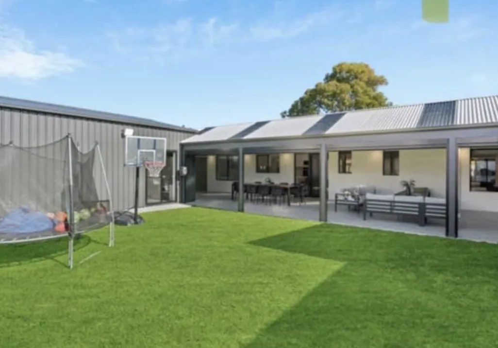 Trott Park backyard renovation with a new pitched roof entertaining area